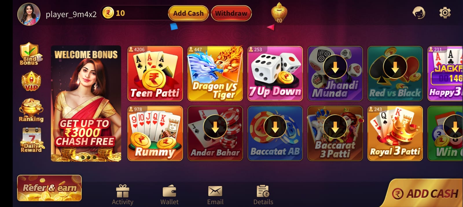 Rummy Raja App || Bonus 81₹ || रमी राजा ऐप || Withdrawal 100₹ 4 Games In Rummy Raja App
