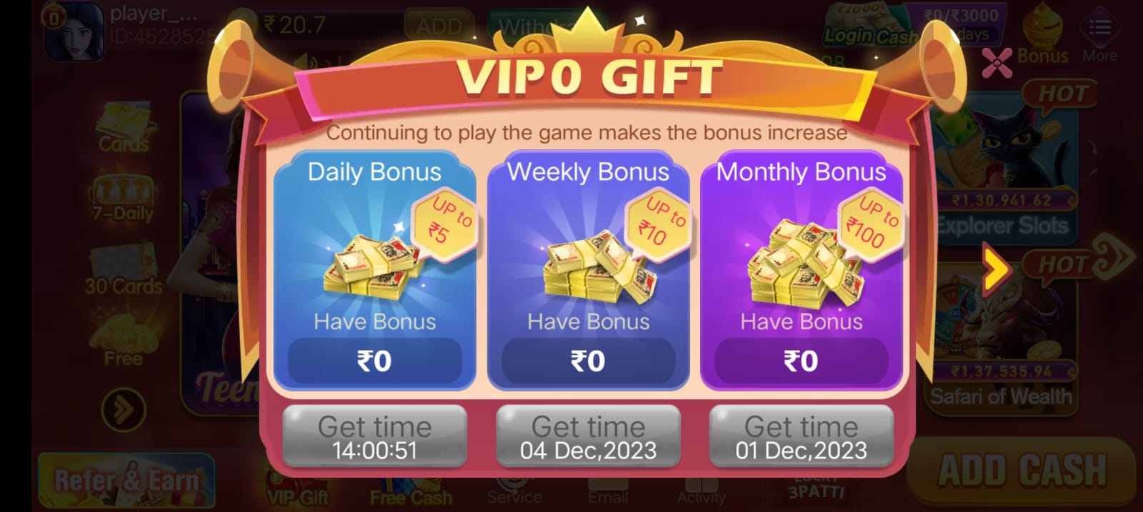 VIP Gift In Meta Rummy App